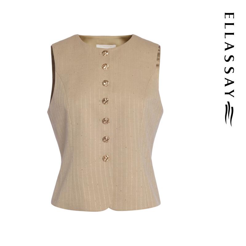 ELLASSAY Women's Linen Blend V-Neck Vest