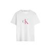 Calvin Klein Letter Print Crew Neck Pullover Short Sleeve Regular T-Shirt Women Tops Moonlight-White J222493-YAF