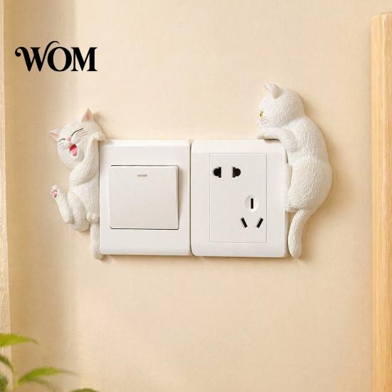 Easy Installation Wall Art 3D Cat Light Switch Sticker, Decorative Resin Plate Cover, Cute Animal Double Socket Guard Stickers, Peel And Stick