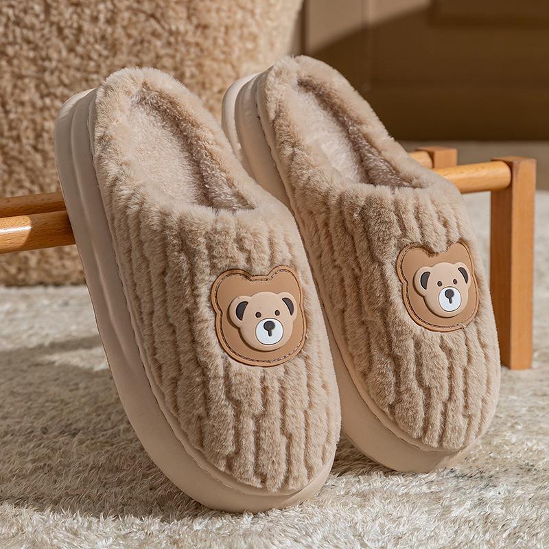 Pattern fruit cotton slippers couple autumn and winter 2025 new indoor home thick-soled warm and non-slip family shoes