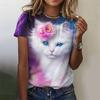 New Funny Cat 3D Print Women's Kawaii T Shirt Female Harajuku Casual Clothing Ladies Fashion Cute Animal Graphic Tees Girls Tops