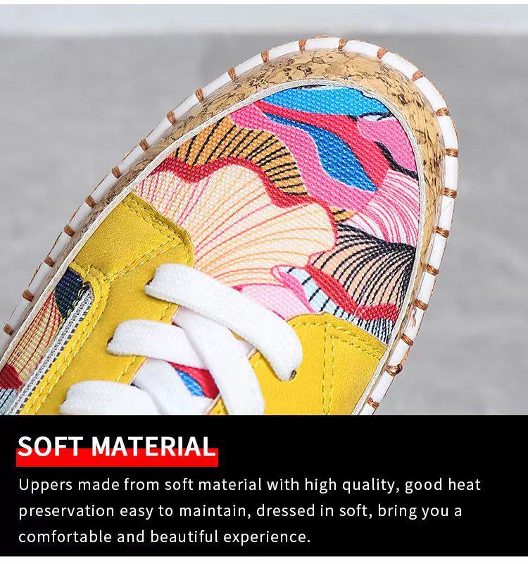 2022 Ethnic Style Plus Size Color Block Women's Casual Low-Top Printed Sporty Shoes