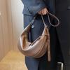 Half Moon Hobo Bags For Women  Latest Luxury Designer Handbag Soft PU Leather Pure Color Shoulder Crossbody Armpit Bag