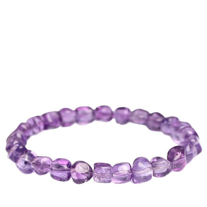 Hongchu Crystal Natural Amethyst Sugar Bean Bracelet  Ice-clear Light Amethyst Sugar Bean Bracelet Loose Beads