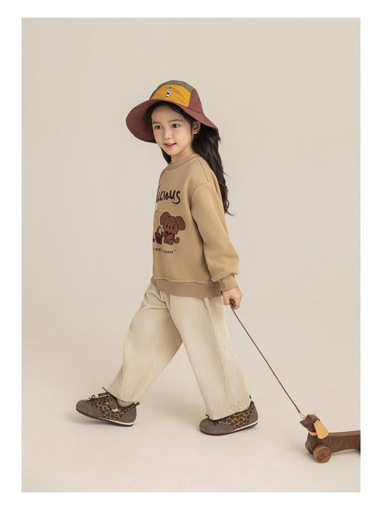 Libu Girl's Retro Corduroy Pants - Soft, Skin-Friendly, Windproof, Warm, Loose-Fit Straight-Leg for Autumn