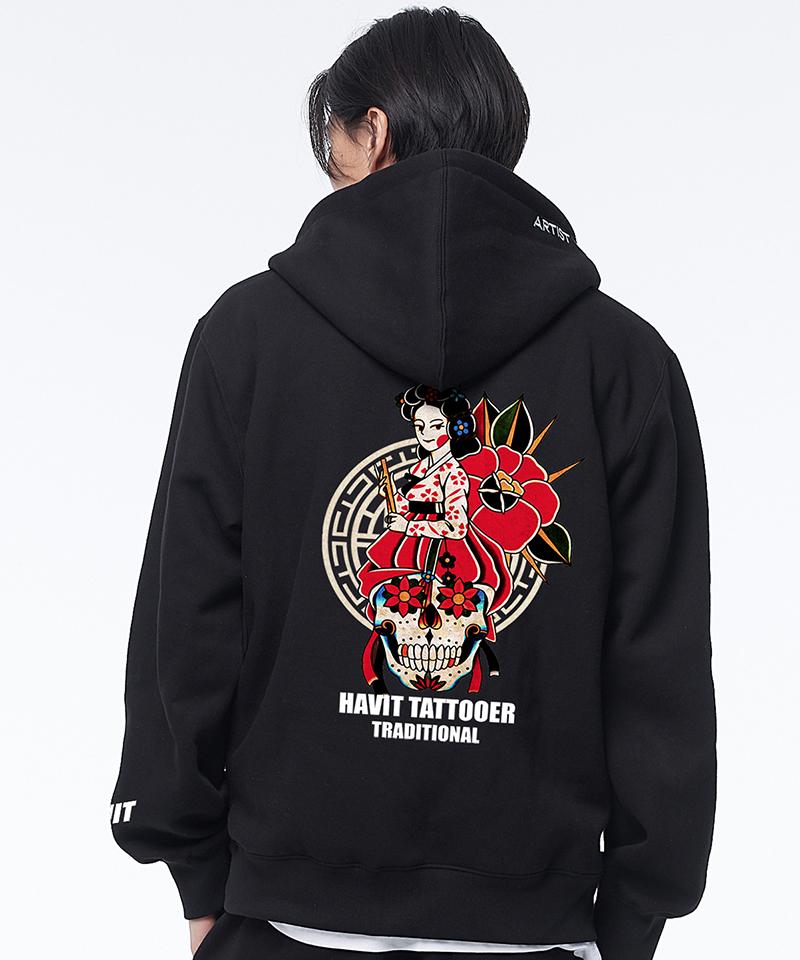 Artistwear [Atw X Havit] Joseon Skull Zip-Up Hoodie_Bk