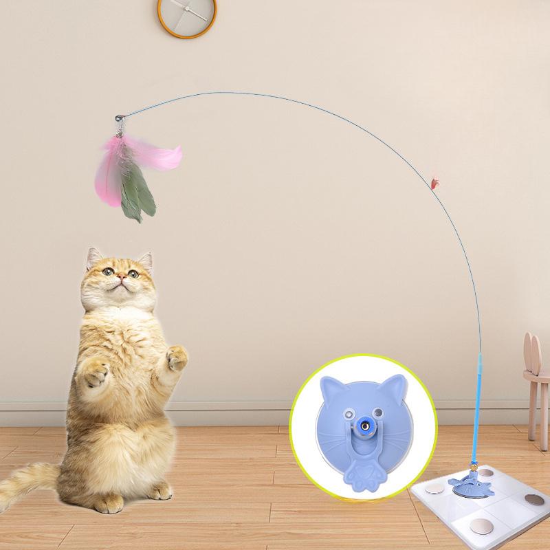 Katze Lustiger Stab Aufgerüsteter Kraftvoller Saugfuß Katze Lustiger Stab Katzenkopf-Form Draht Katze Lustiger Stab Katze Lustiges Spielzeug