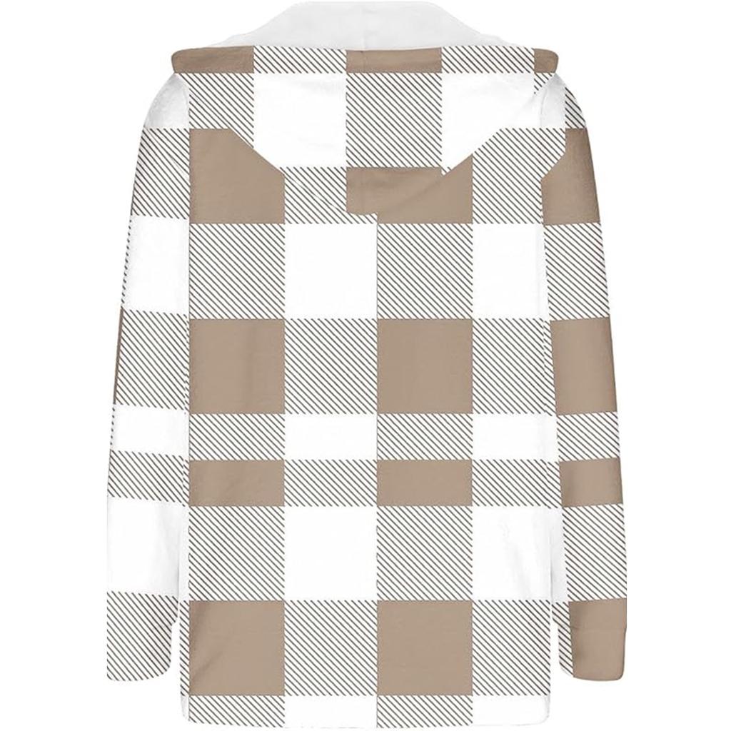 Women's checked fashion long-sleeved top coat
