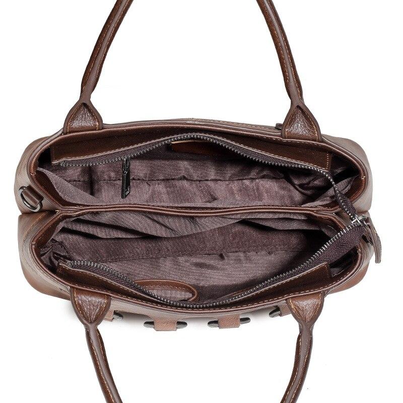 Johnature Dámské luxusní kabelky z pravé kůže pro volný čas Retro ručně vyráběné velkokapacitní kabelky přes rameno a crossbody z hovězí kůže