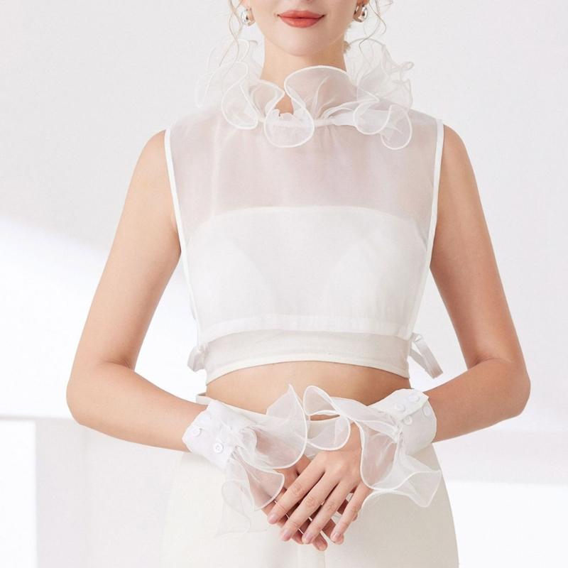 Elegant Wrinkles Resistant Neckpiece Decorative Polyester Trim Half Shirts False Collar For Dresses Shirts Prom Event