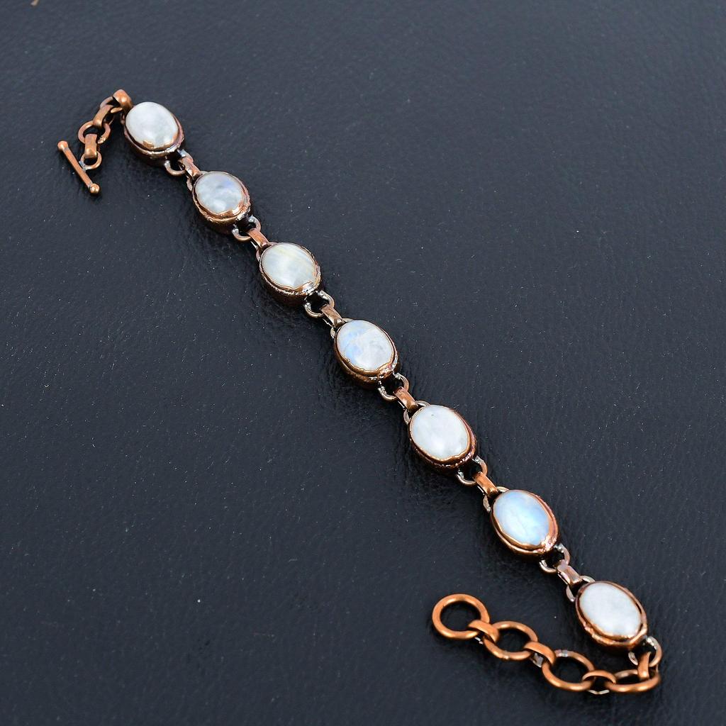 Ruby Gemstone Handmade Copper Electroformed Jewelry Amazing Lab-Created Bracelet For Women