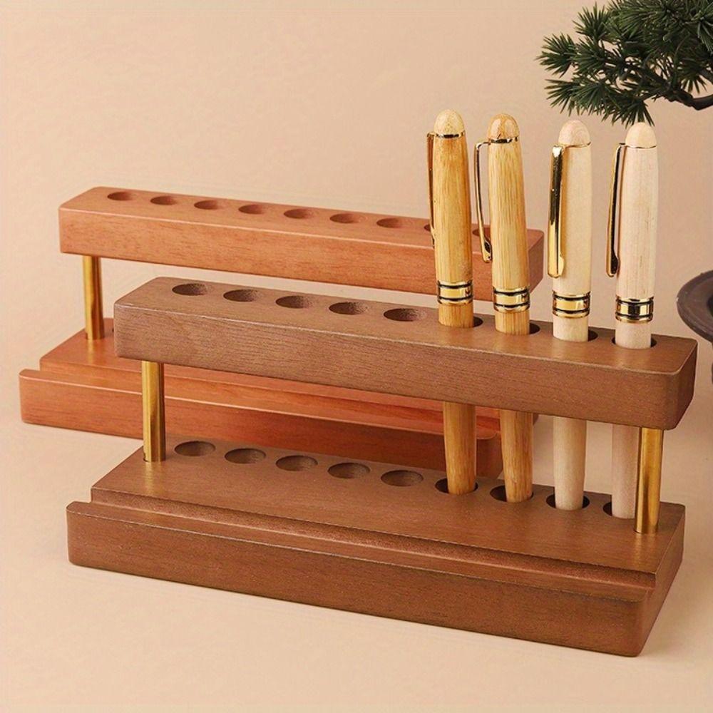 Multifunction Walnut Pens Holder 9/15 Slots Toothbrush Holder  Desktop Ornaments