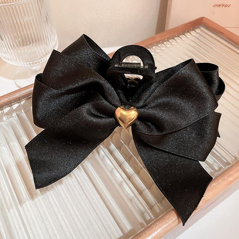 Big Large Satin Bow Ribbon Hair Clip Fashion Elegant Temperament Women Girls Ponytail Clip Ribbon Hair Clips Wedding Hair Accessories Gifts
