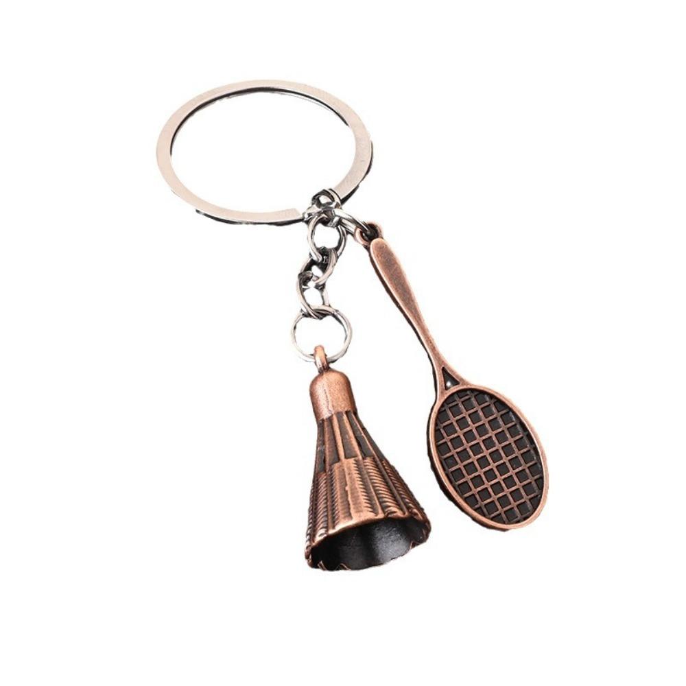 Silver/Golden Badminton Keychain Metal Mini Badminton Racket Pendant Sports