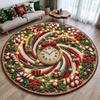 Holiday Welcome Mat for Guests Round Christmas 3D Rug Optical Illusion Area Santa Gnome Floor Decor Pattern Non-slip Living Room Entryway