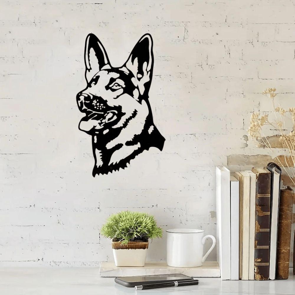 Metal German Shepherd Head Wall Art Living Room Bedroom Sculpture