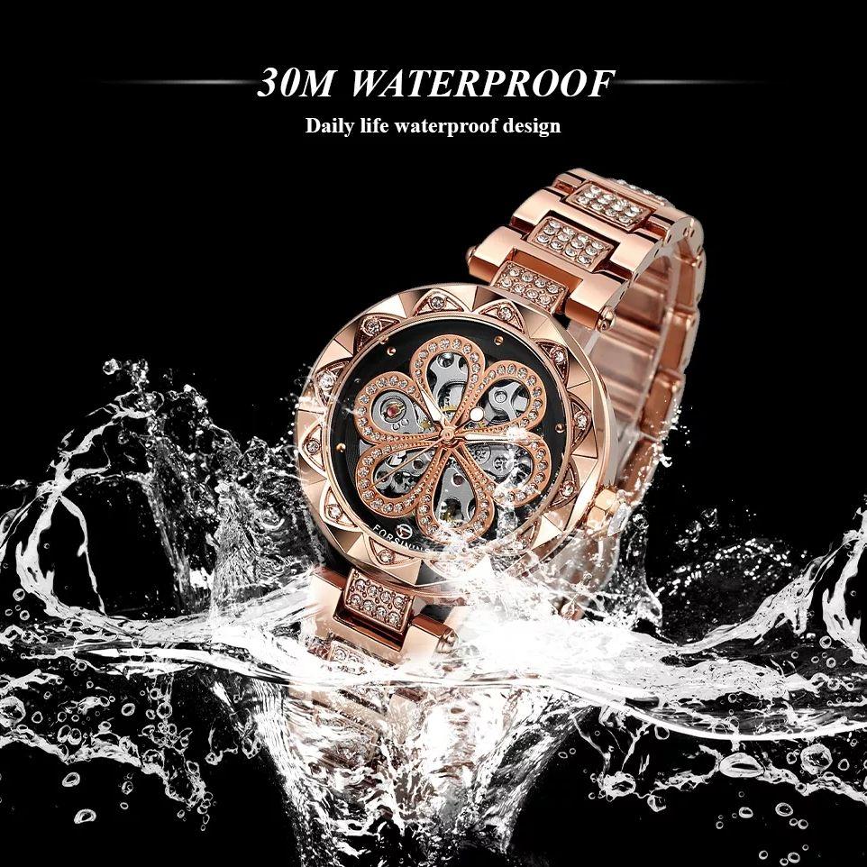 Forsining Top Brand Casual Waterproof Full Stainless Steel Automatic Mechanical Women Hight Senior Gift Glamour Elegant Watches