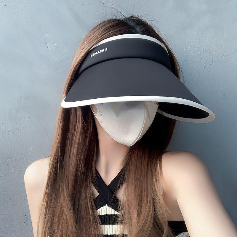 Large brim empty top sun protection hat women's summer ice silk UV protection sun hat cycling sun hat tide