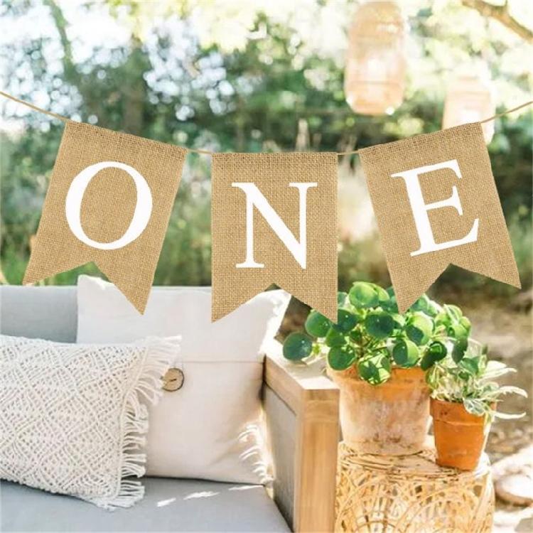 Elegant Celebration Banners for Infants Soft Linen Swallowtail Flag Jewelry Babies 1 Year Birthday Party Decorations