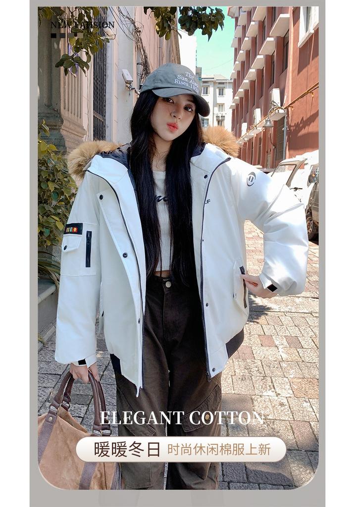 Winter new down cotton clothes women's casual tooling Parker small thickened warm cotton-padded jacket