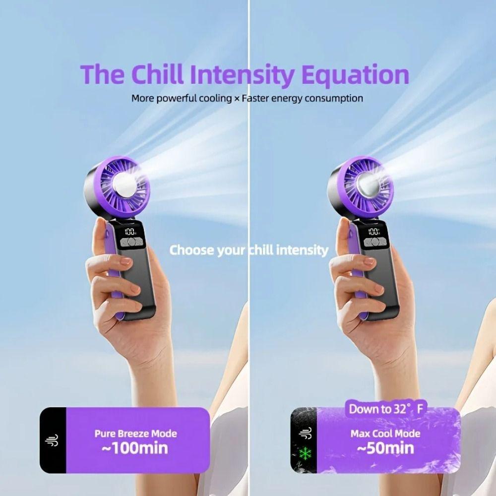 Soft Ambient Light Semiconductor Heat Dissipation Fan Portable Folding Fan Daily Use