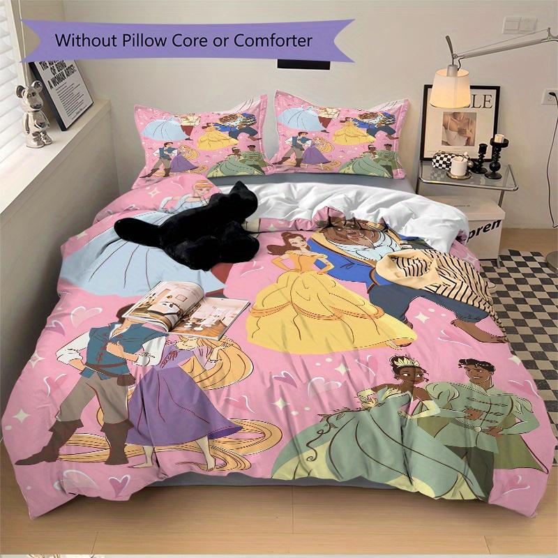 3pcs Disney Princesses & Prince Bedding Set, Including 1 Quilt Cover and 2 Pillow Shams, Without Filling, Soft and Comfortable Home Bedroom B033