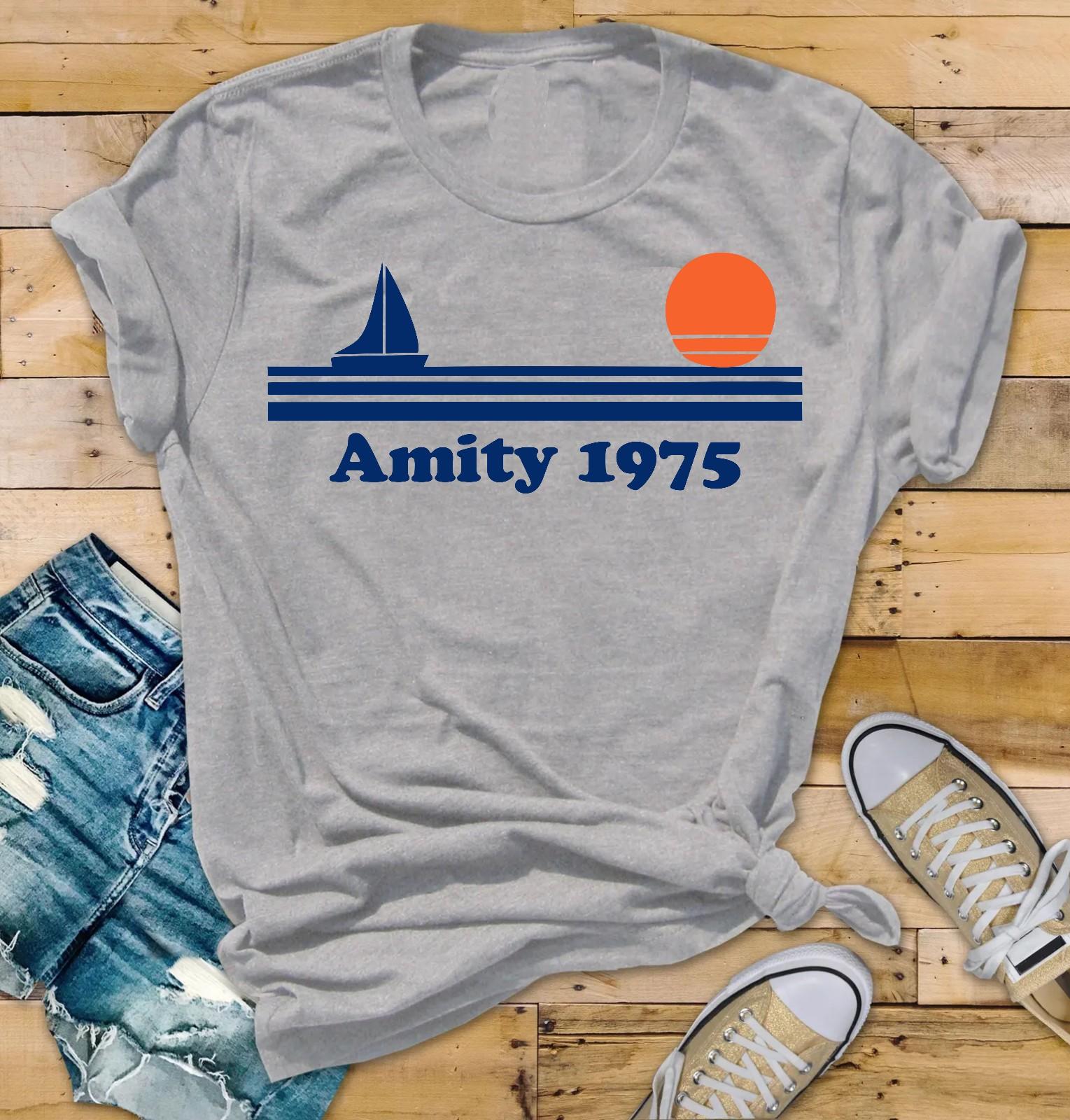Amity 1975 T-Shirt, Movie Parody Shirt, Amity 1975 Design on Bella & Canvas Tee S