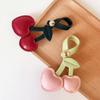 Cute 3D Peach Heart Cherry Car Key Chains Red Pink Love Versatile Bag Pendant Key Chains for Women