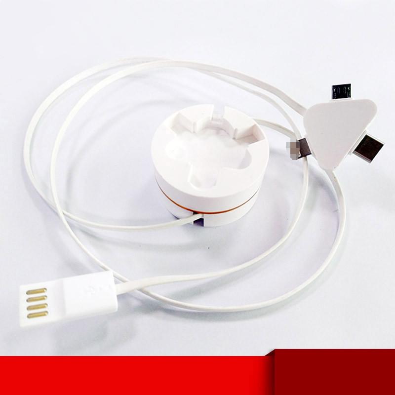 Three-in-One Retractable Cable for i4, i5, i6, and Type-C Android Devices. Three-in-one (White)