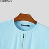 INCERUN Summer Men Short Sleeve Zip-up Casual Fitted T-shirts