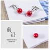 Red Painted Silver Edged Ball Shaped Copper Metal Cufflinks Men's French