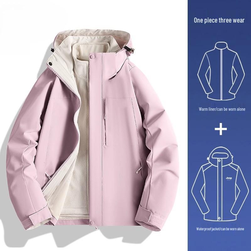 Women's 2024 Three-in-One Winter Hiking Windbreaker: Thickened, Warm, and Windproof Outdoor Jacket