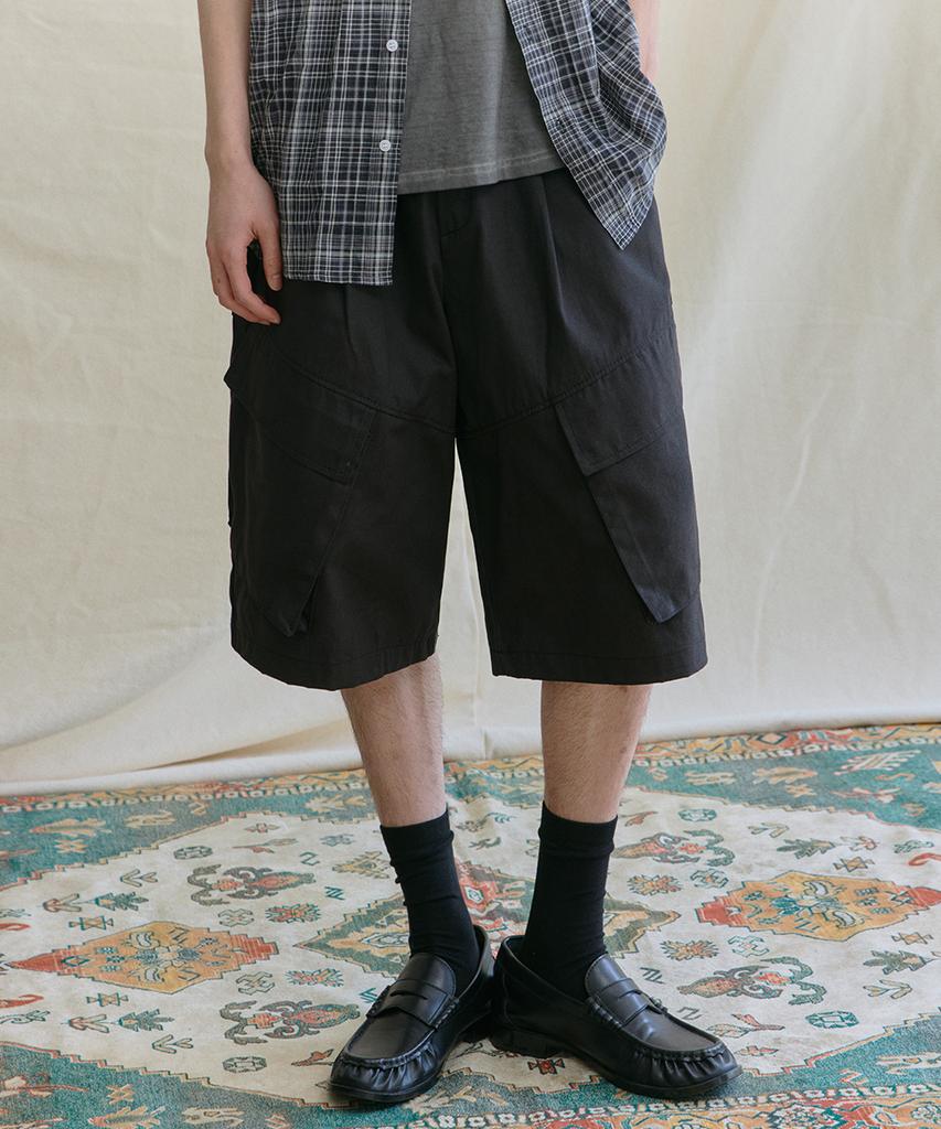 RUGGED HOUSE Engineered Diagonal Cargo Shorts Black