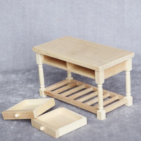 1/12 Dollhouse Mini 2-drawer Dinning Table Furniture Model Kitchen Scene Decor