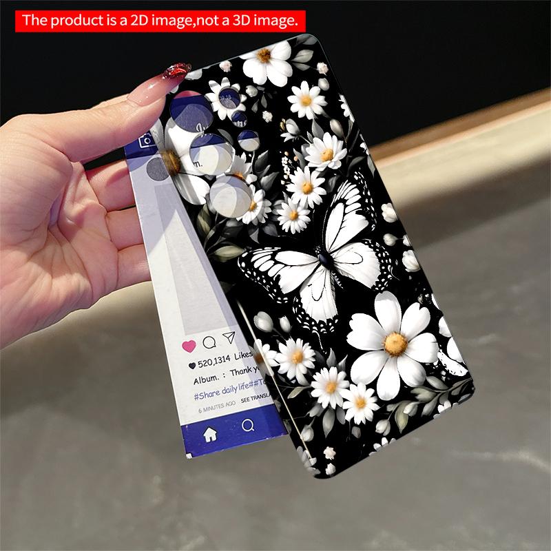 2DFlat Samsung phone case Black & White Butterfly Floral Phone Case Applicable to Galaxy S22 S23 S24 S25ULTRA S26 A12 A13 A14 A15 A16