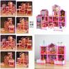 Colorful Led Light Huge Dollhouse 14 Rooms 7 Designs Perfect Gift For Girls