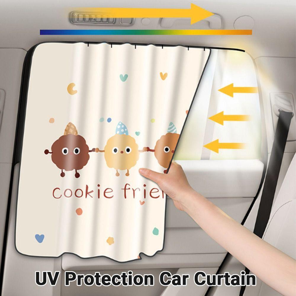 UV Protection Cartoon Car Curtain Embedded Rail Vehicle Privacy Shades  Car Interior Accessories