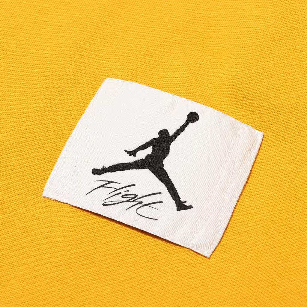 Jordan Flight Essential Logo Print Ribbed Crew Neck Short Sleeve Drop Shoulder T-Shirt Men Tops Rust-Yellow DZ0605-752