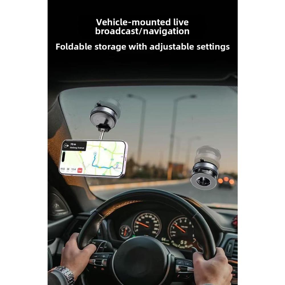 Vacuum Suction Magnetic Car Phone Mount, 360° Rotation Suction Cup Holder for Auto Navigation