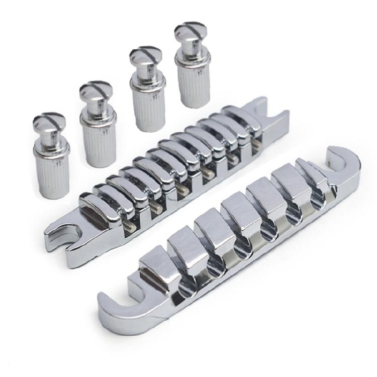 Split Guitar Bridge Tailpiece Electric Guitar Bridge String Space 52MM-10.4x5 Top Hanging String Individual Saddles серебряный