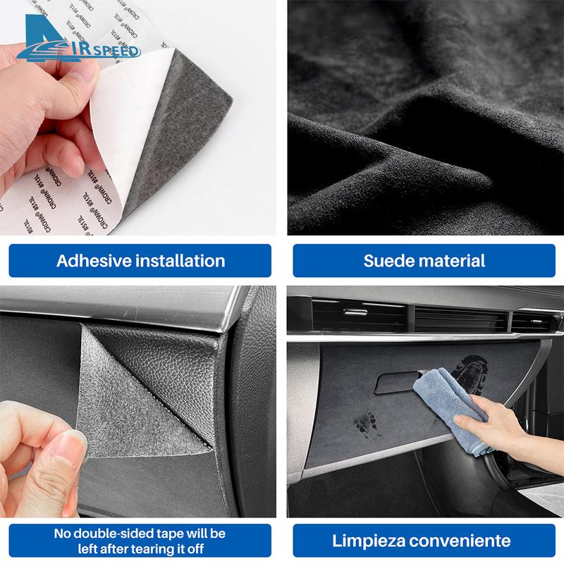 Car Copilot Box Anti-kick Sticker LHD RHD For Mazda 3 Axela BP -   2024 2025 Suede Carbon Fiber Style Protect