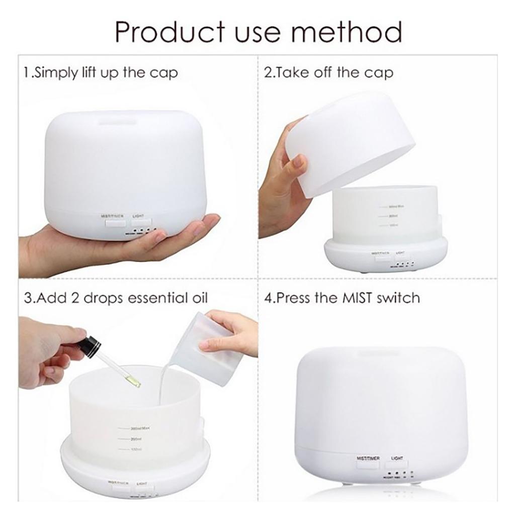 Essential Oil Diffuser with Remote Control 500ML Aromatherapy Humidifier for Office and Home
