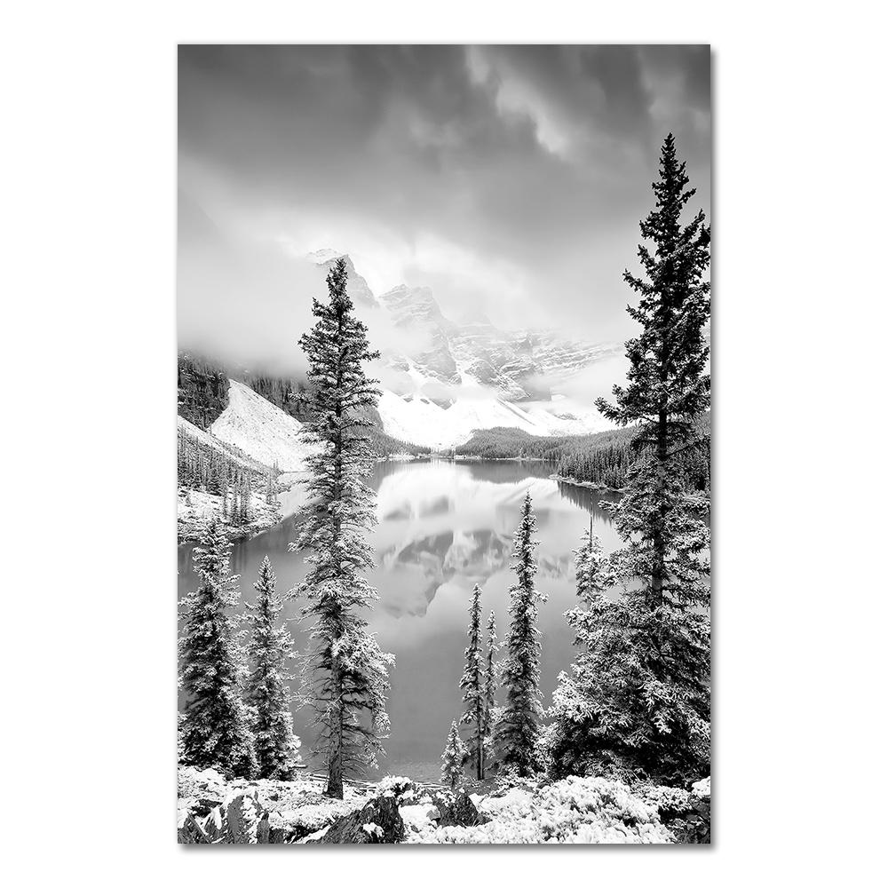 Scandinavian Nature Winter Landscape Poster Print Mountain Forest Canvas Painting Deer Wall Art Picture Nordic Style Home Decor