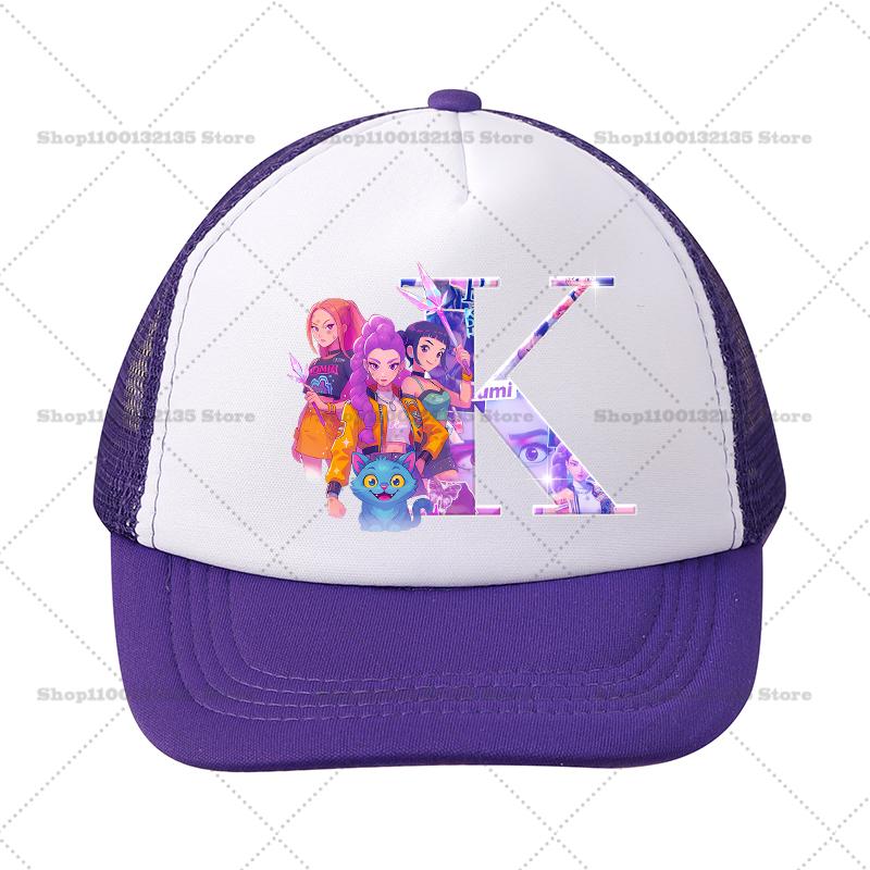 Kpop Demon Hunters Girl Baseball Cap Kawaii Sun Hat Parent Child Couple Casual Outdoor Hats Peaked Birthday Gift 26letters Round Sensory Compression