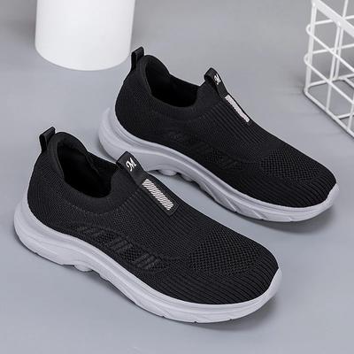 Chaussures de Course pour Homme Mode Noir Décontracté Respirant Manchon Chaussures Plates pour Femme Extérieur Simples et Légères Chaussures de Course Antidérapantes
