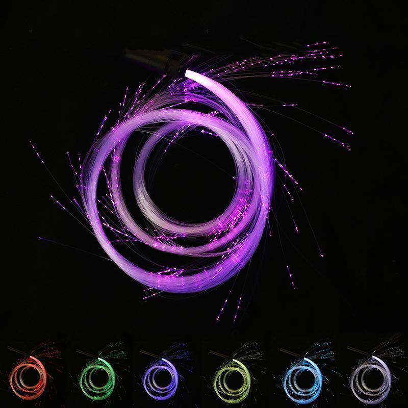 LED Fiber Optic Whip 7 Color Changing Glowing Light Up Whip for Rave Dance EDM Festival Stage Light Show