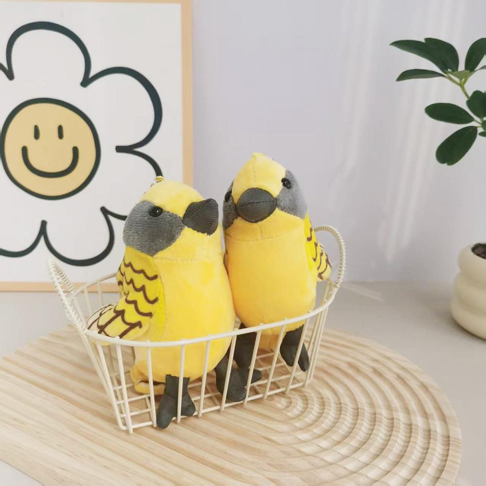 14cm Kawaii Bird Warbler Pendant Keychain Plush Toy Mini Artificial Bird Stuffed Doll Lifelike Bag Decor Kid Birthday Xmas Gift