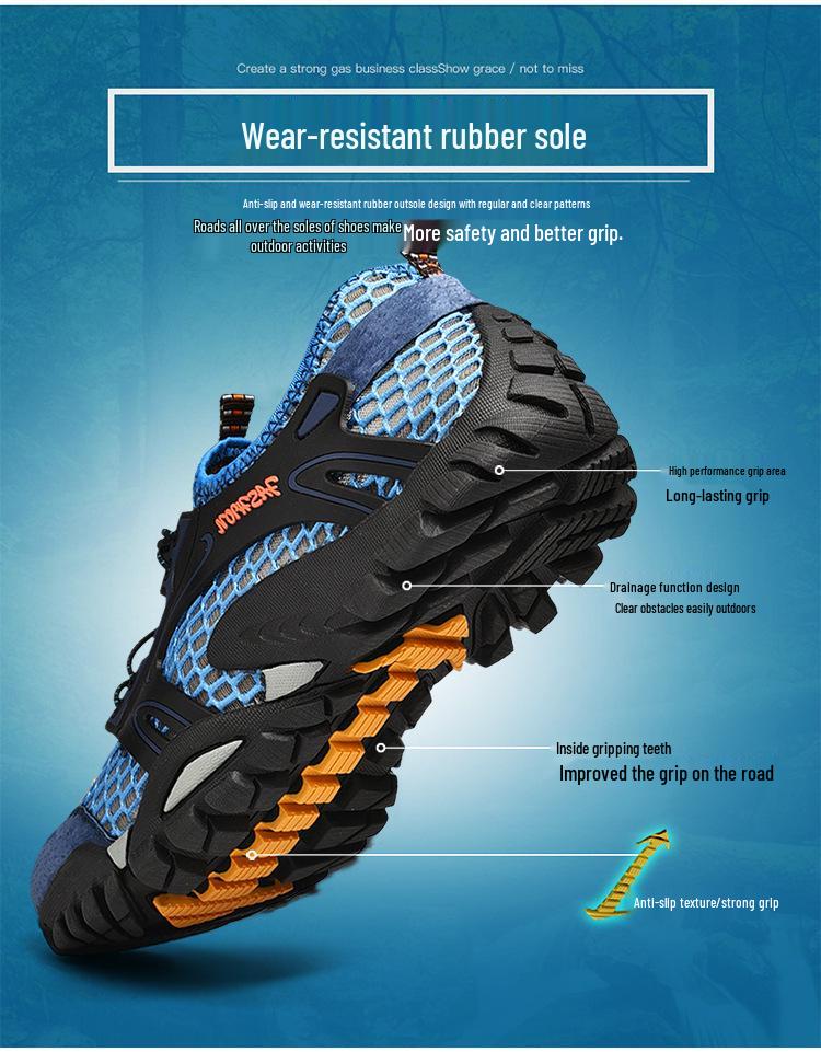 Men's Flyknit Mesh Outdoor Hiking and Wading Shoes with Thick Sole