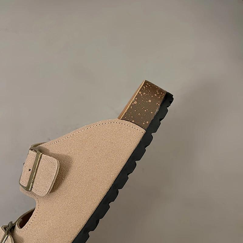 Fashion Fashion Cork Women Sandals New Soft Sole Suede Mules Slippers with Arch Support House Open Toe Flats Outdoor Beach Slide Shoes