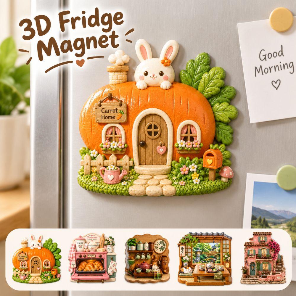 3D Relief Refrigerator Magnet Simulation 3D Refrigerator Stickers Fridge Magnet Kitchen Decor